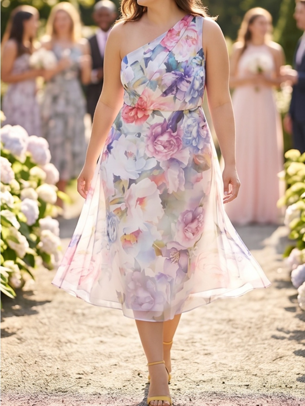 NWT Adrianna Papell One Shoulder Floral Dress - Multicolor